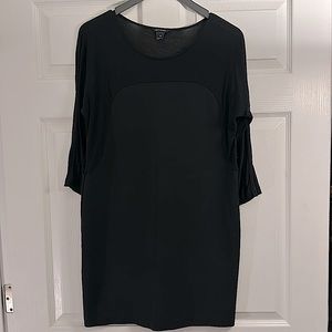 Club Monaco Black Mini Dress with Sheer 3/4 Sleeves